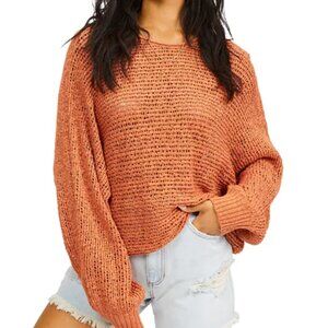 Billabong Forever Golden Open Stitch Sweater Size Small
